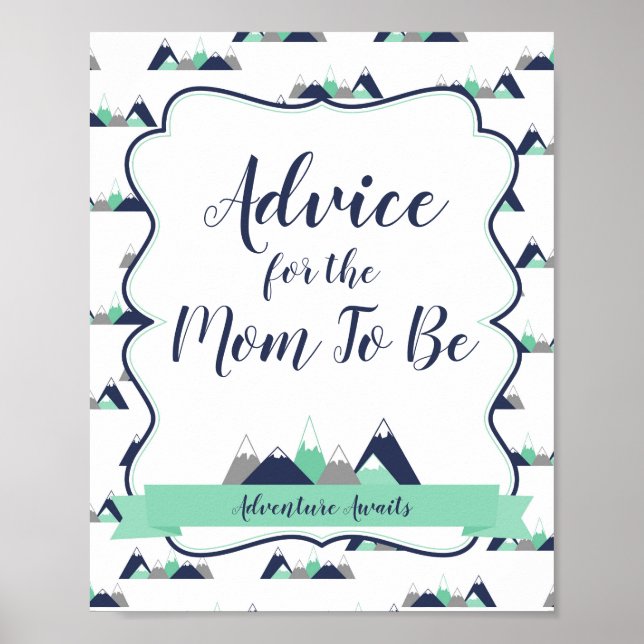 Advice for the Mom To Be Sign Mountains themed (Front)