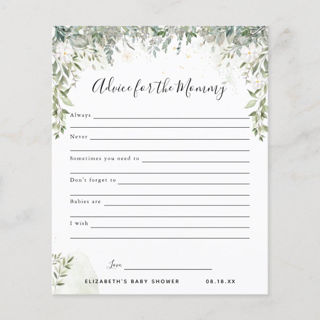 Advice for the Mommy | Baby Shower Game (Front)