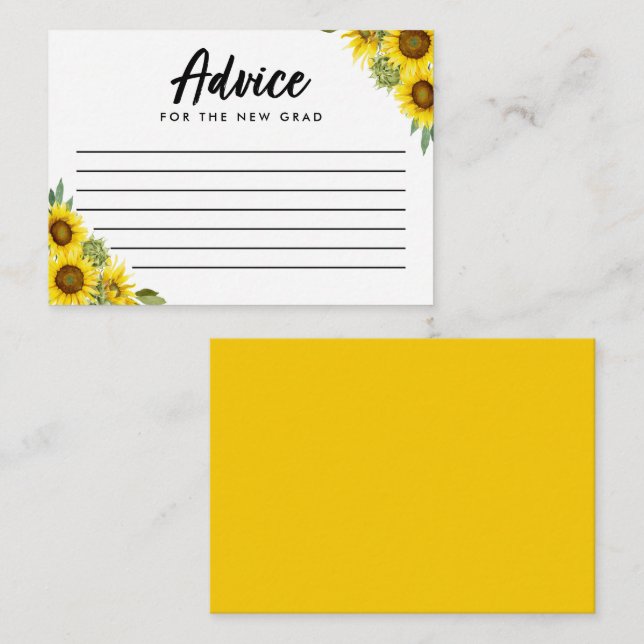 Advice for the New Grad Sunflower Script Modern Enclosure Card (Front/Back)