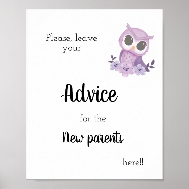 Advice for the New Parents - Baby Owl Poster (Front)