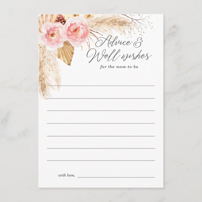 Advice for the new parents boho pink floral pampas (Front)