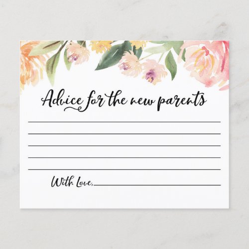 Advice for the new parents Card Baby Shower Party