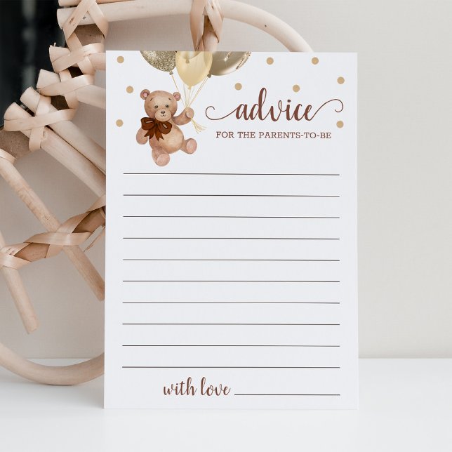 Advice for the Parents Baby Shower Teddy Bear Card (Creator Uploaded)