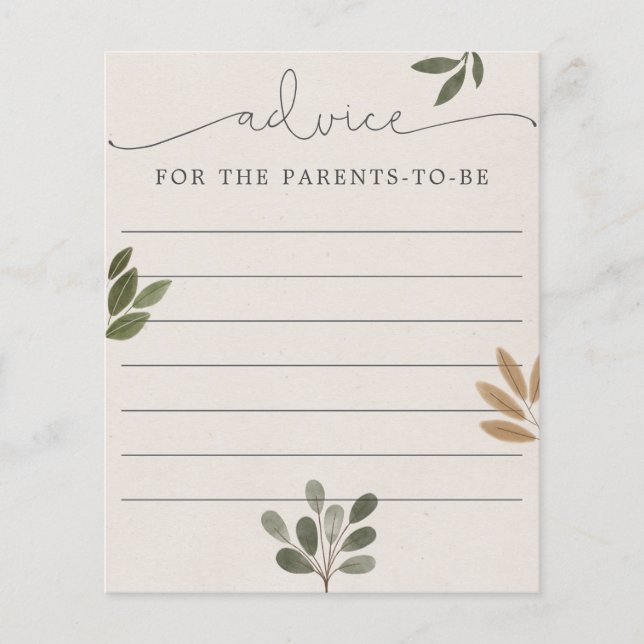 Advice for the Parents-to-be Baby Shower Game (Front)
