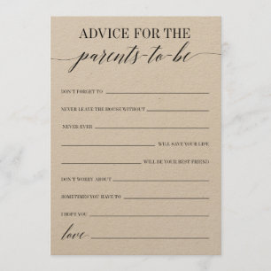 Advice For The Parents-To-Be Baby Shower Game Program