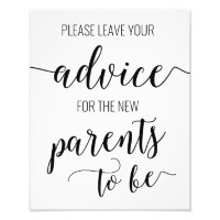 Advice for the Parents to Be Baby Shower Sign Card