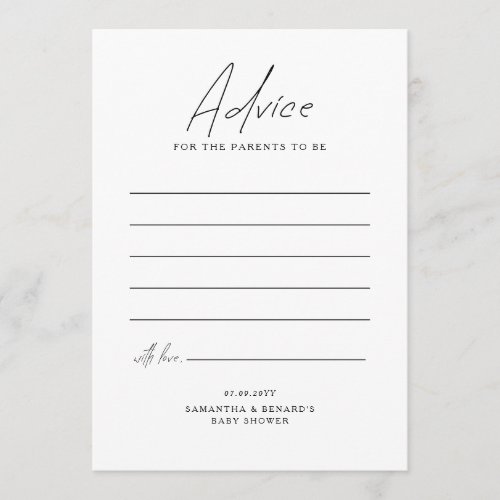 Advice for the Parents To Be Script Baby Shower Card