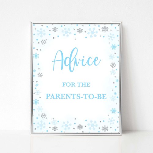 Advice for the Parents to Be Winter Blue Sign