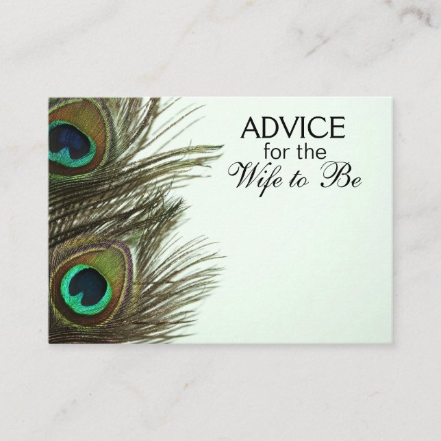 Advice for the Wife to Be Peacock Feather Cards (Front)