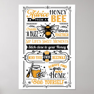 Honey Bee Fresh Honey Custom Poster, Bee Gift, Bee Decor - Wander Prints™