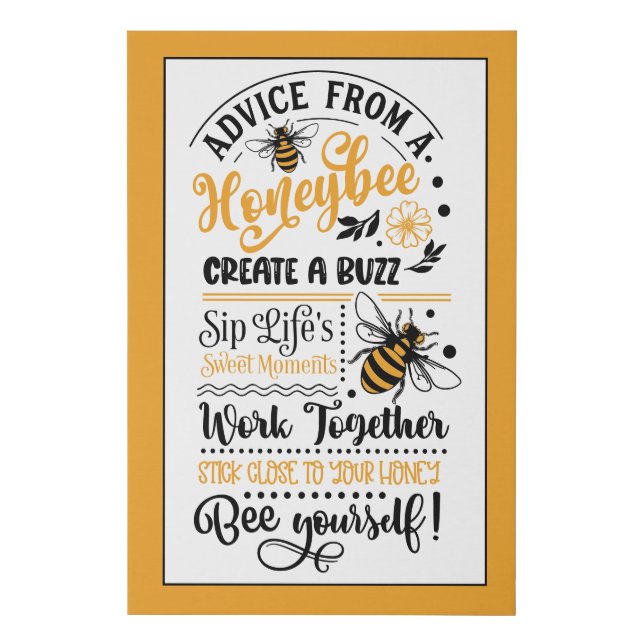 Advice from a Honeybee Faux Canvas Print (Front)