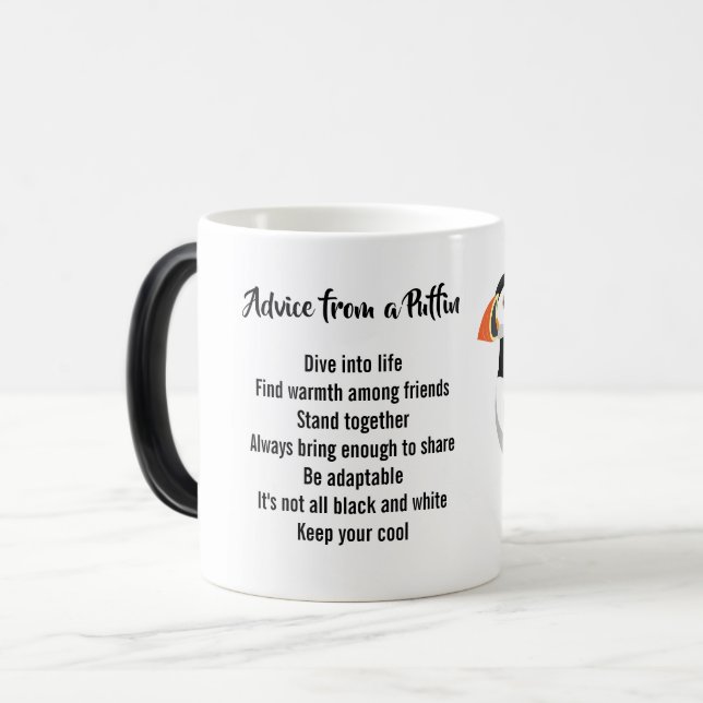 Advice from a Puffin Design Color Morph Mug (Front Left)