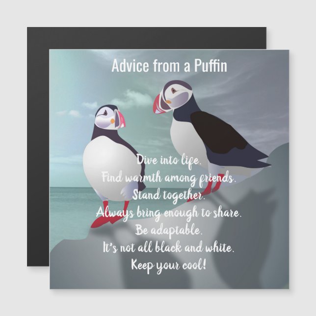 Advice from a Puffin Design Magnetic Card (Front/Back)