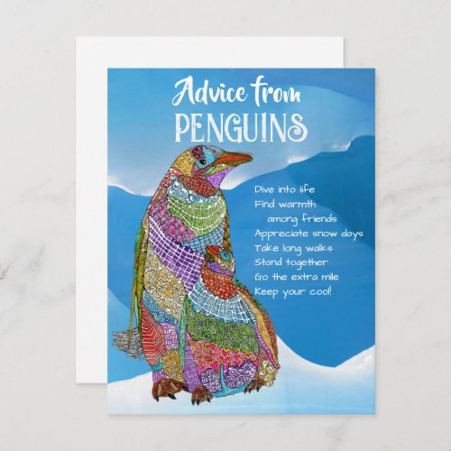 Advice from Penguins Flat Greeting Card