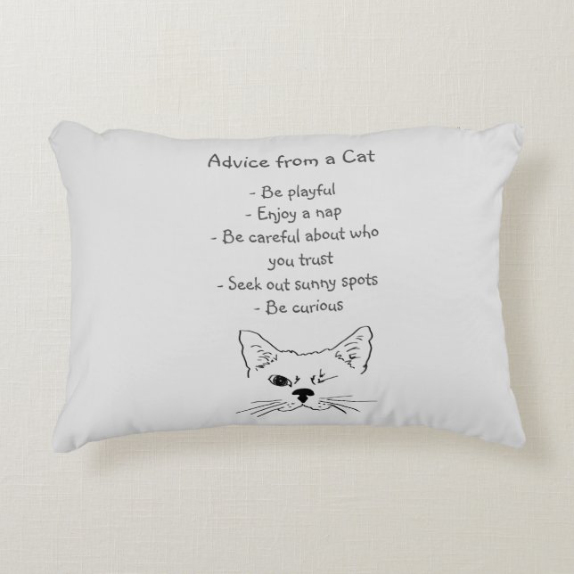 Advice from Winking Cat Fun Animal Humor Accent Pillow (Front)