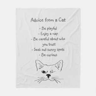 Advice from Winking Cat Fun Animal Humor Fleece Blanket