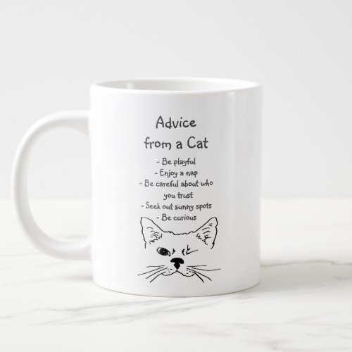 Advice from Winking Cat Fun Animal Humor Giant Coffee Mug