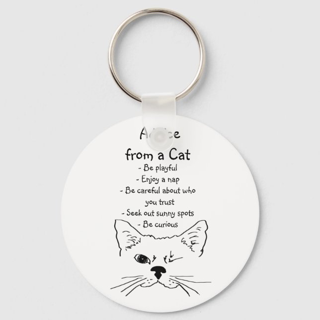 Advice from Winking Cat Fun Animal Humor Keychain (Front)