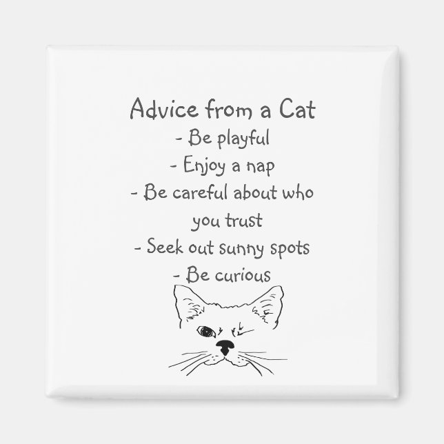Advice from Winking Cat Fun Animal Humor Magnet (Front)