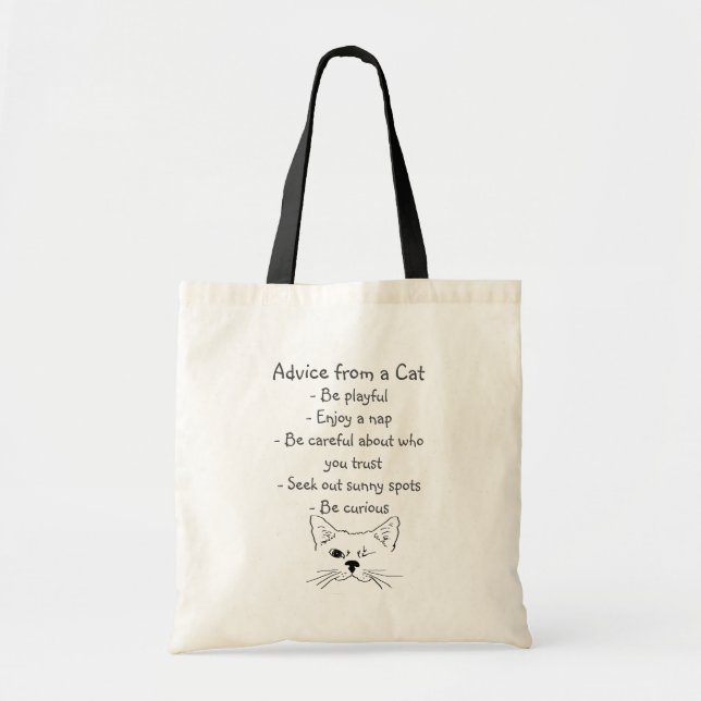 Advice from Winking Cat Fun Animal Humor Tote Bag (Front)