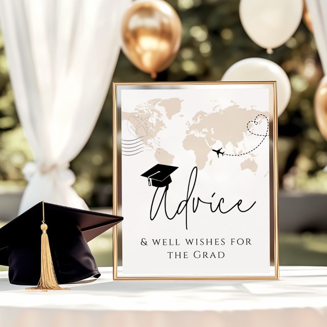 Advice & Gifts World map graduation party Poster (Creator Uploaded)
