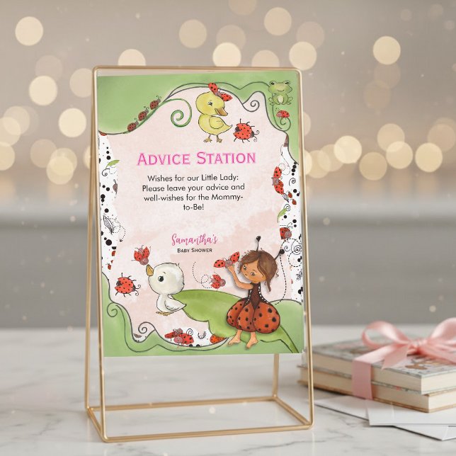 Advice Station Sign | Ladybug Garden Baby Shower  Invitation (Advice Station Sign  Ladybug Garden Baby Shower Invitation)