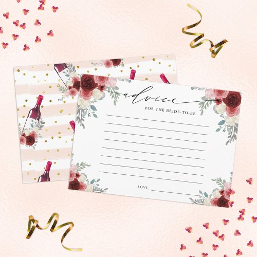 Advice The Bride To Be Red Wine Floral Enclosure Card