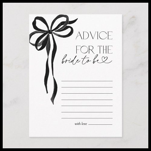 Advice To The Bride Black Bow Bridal Shower Game 