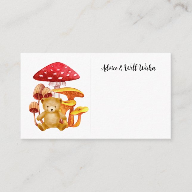 Advice & Well Wishes Autumn Teddy Bear Baby Shower Enclosure Card (Front)