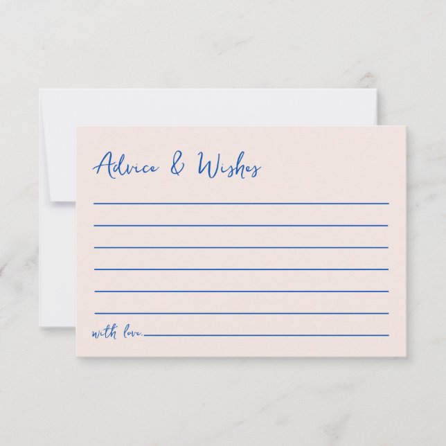 Advice & Wishes Blu Hand Drawn Bridal Shower Note Card (Front)