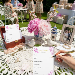 Advice & Wishes  Bridal shower Pink Chinoiserie
