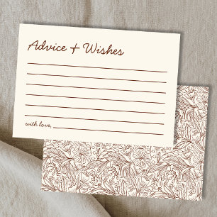 Advice & Wishes Brown Handwritten Bridal Shower Note Card