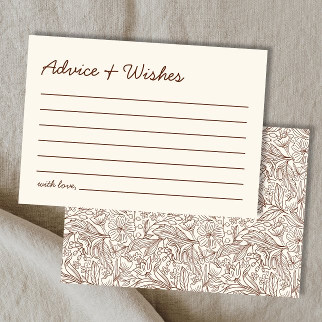 Advice & Wishes Brown Handwritten Bridal Shower Note Card (Advice & Wishes Brown Handwritten Bridal Shower Note Card)