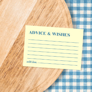 Advice & Wishes Butter Yellow & Blue Wedding Note Card