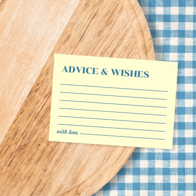 Advice & Wishes Butter Yellow & Blue Wedding Note Card (Advice & Wishes Butter Yellow & Blue Wedding Note Card)