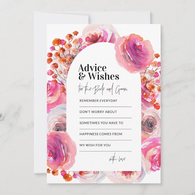 Advice & Wishes Card Pink Floral Arch Design (Front)