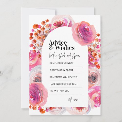 Advice  Wishes Card Pink Floral Arch Design