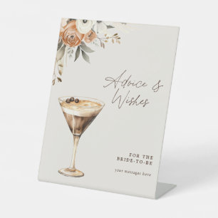 Advice & Wishes Espresso Martini Bridal Shower Pedestal Sign