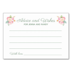 Advice Wishes Floral Watercolor Wedding Cards