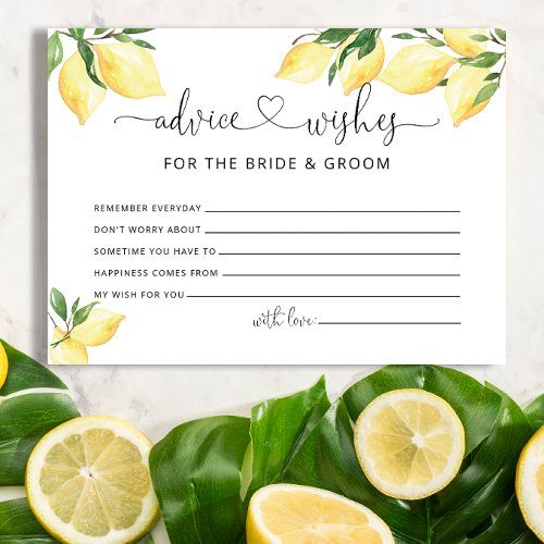 Advice  Wishes for Bride and Groom Bridal Shower  Enclosure Card