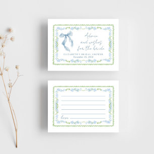 Advice Wishes For The Bride Blue Bow Bridal Shower Enclosure Card