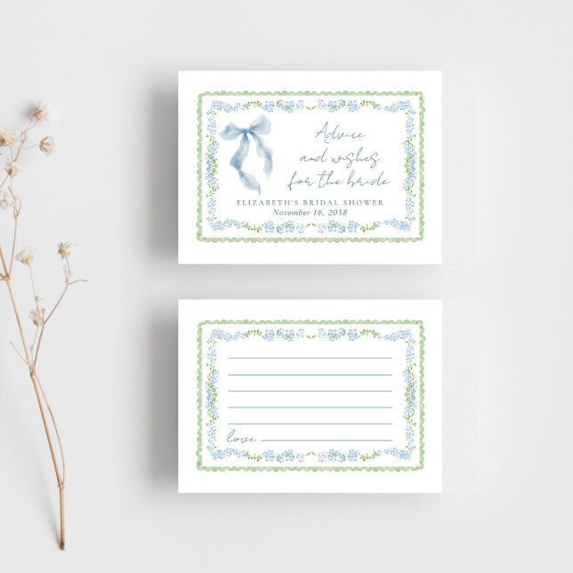 Advice Wishes For The Bride Blue Bow Bridal Shower Enclosure Card (Advice Wishes For The Bride Blue Bow Bridal Shower Enclosure Card)