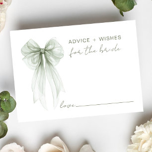 Advice Wishes For The Bride Sage Bow Bridal Shower Enclosure Card