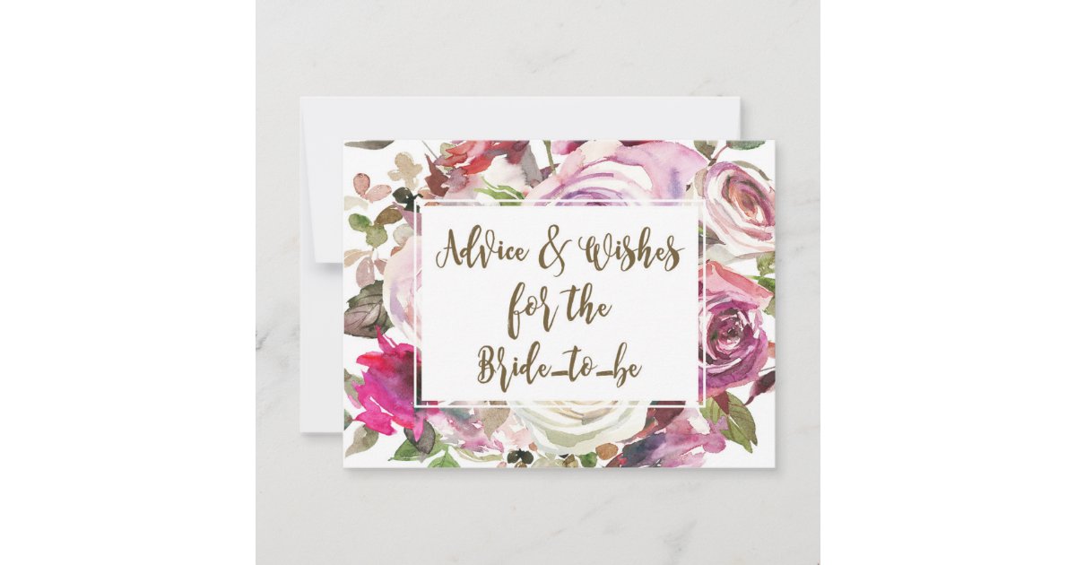 advice & wishes for the bride to be postcards