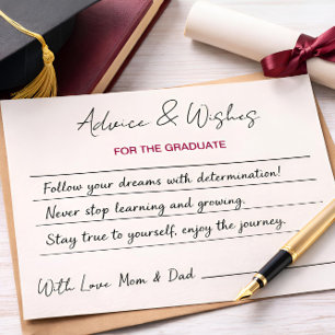 Advice & Wishes For The Graduate Graduation Party Note Card