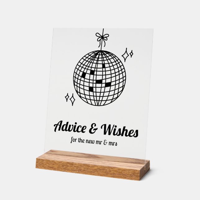 Advice & Wishes for the New Mr & Mrs Wedding Acrylic Sign (Angle)