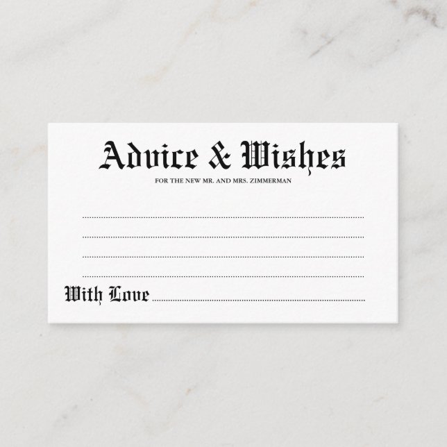 Advice & Wishes Gothic Wedding Card (Front)