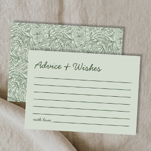 Advice & Wishes Green Handwritten Bridal Shower Note Card