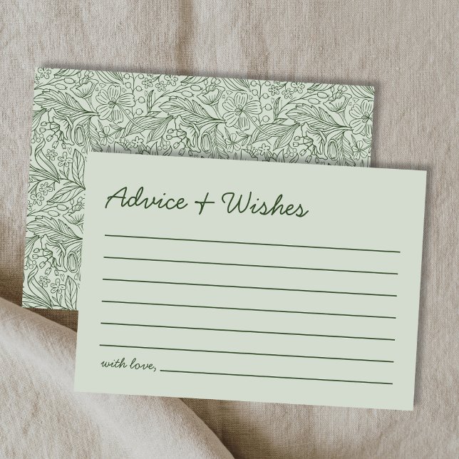 Advice & Wishes Green Handwritten Bridal Shower Note Card (Advice & Wishes Green Handwritten Bridal Shower Note Card)