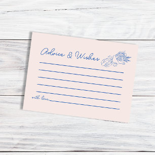 Advice & Wishes Hand Drawn Flowers Bridal Shower Enclosure Card